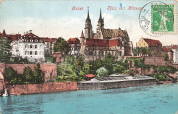 SUISSE - Basel - Pfalz Mit Münster - Eglise - Fleuve - Village - Colorisé - Carte Postale Ancienne - Bâle