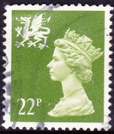 GREAT BRITAIN Wales 1984 QEII 22p Bright Green Machin SGW55 Used - Pays De Galles