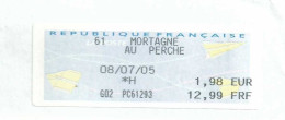 Vignette D'affranchissement De Guichet - MOG - Mortagne Au Perche - Orne - Enveloppe Réduite 220x110 - 2000 Type « Avions En Papier »