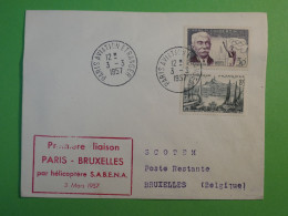 G 23  FRANCE BELLE  LETTRE   1957   PREMIERE  LIAISON  PARIS BRUXELLES BELGIQUE  +COUBERTIN      + AFF.   PLAISANT ++ - 1927-1959 Briefe & Dokumente