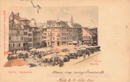 SUISSE - Basel - Marktplatz - Marché - Animé - Parasols - Colorisé - Animé - Carte Postale Ancienne - Basilea