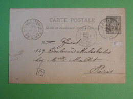 G 23  FRANCE BELLE  CARTE ENTIER SAGE    1896  GENEVILLIERS A PARIS     + AFF.   PLAISANT ++ - Cartes Précurseurs