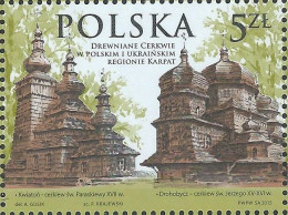 Poland Polen Pologne 2015 UNESKO Carpathian Wooden Churches Joint Issue With Ukraine Stamp MNH - Ungebraucht