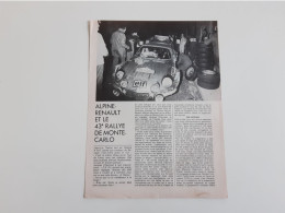 Coupure De Presse Automobile Alpine Renault Et Le Rallye Monte-Carlo - Autres & Non Classés