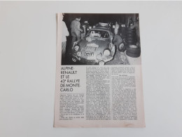 Coupure De Presse Automobile Alpine Renault Et Le Rallye Monte-Carlo - Other & Unclassified