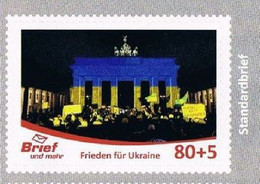 Privatpost "Brief Und Mehr" - Solidarität Mit Der Ukraine - Brandenburger Tor In Blau Gelb 80+5 Ct - Privé- & Lokale Post