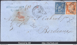 FRANCE N°38+79 SUR LETTRE AVEC CACHET A DATE DE ROUEN DU 26/10/1878 - 1871-1875 Ceres