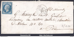 FRANCE N°22 LETTRE AVEC GC 140 ARCHIAC CHARENTE INF + CAD DU 20/09/1863 - 1862 Napoléon III