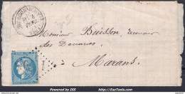 FRANCE N°45A SUR LETTRE AVEC GC 1179 COURCON D'AUNIS CHARENTE INF DU 04/02/1871 - 1870 Emissione Di Bordeaux