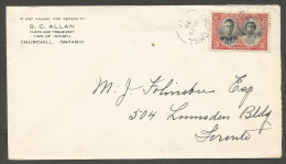 1939 Corner Card Cover 3c Royal Visit Split Ring Churchill Ontario Innisfil Township - Historia Postale