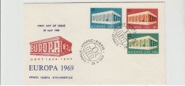 1969 N.1 BUSTA EUROPA CEPT PREMIER JOUR D'EMISSION FIRST DAY COVER ERSTTAGSBRIEF 1°GIORNO EMISSIONE CYPRUS - 1969