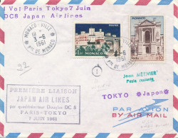 1961 Monaco Lettre Avion  > TOKYO Japon Premier Vol Douglas DC8 JAPAN Air Lines 7/6/61 - TARIF EXACT à 1.10 F - Covers & Documents