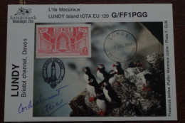 Lundy île Aux Macareux Moines Puffin Island  Carte Qsl Radio Club Amateur QSL Phare Lighthouse  Animaux Polaire TAAF - Penguins