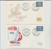 1969 N.2 BUSTA EUROPA CEPT PREMIER JOUR D'EMISSION FIRST DAY COVER ERSTTAGSBRIEF 1°GIORNO EMISSIONE DANMARK - 1969