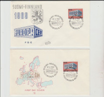 1969 N.2 BUSTA EUROPA CEPT PREMIER JOUR D'EMISSION FIRST DAY COVER ERSTTAGSBRIEF 1°GIORNO EMISSIONE SUOMI FINLAND - 1969