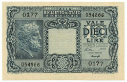 10 LIRE BIGLIETTO STATO GIOVE LUOGOTENENZA UMBERTO VENTURA 23/11/1944 FDS-/FDS - Regno D'Italia – Other