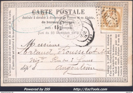 FRANCE N°55 SUR LETTRE AVEC GC 2364 MIRAMBEAU CHARENTE INF + CAD DU 01/06/1875 - 1871-1875 Ceres