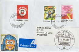 2023. Danish Comics: "Welcome To The Universe Of Nomer & Cirkeline", Letter To Andorra (Principat) With Arrival Postmark - Covers & Documents