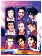 Grenada, 1995, Mi 3010-3018, 60th Anniversary Of The Birth Of Elvis Presley, Sheet Of 9, MNH - Elvis Presley