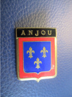 Marine /Ecusson Cloisonné émaillé/avec Bandeau "ANJOU"/Ecu De La Province /Courtois/Vers 1980-1990   INS169 - Navy