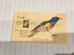 Zambia-(ZAM-Z-02b)-blue Sunbird-(8)-(K10.000)(1000-109987)-(look Out Side)-used Card+1card Prepiad Free - Zambia