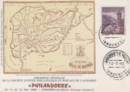 Carte    ANDORRE   ANDORRA    Assemblée   Générale   PHILANDORRE   1980 - Briefe U. Dokumente