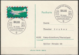 BRD Flugpost  50 Jahre Flugverbindung Frankfurt -Basel  Sonderstempel Frankfurt  11.11.1970 Michel Nr.576 ( FP 306) - Brieven En Documenten