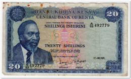 KENYA,20 SHILLINGS,1971,P.7b,VF,OXIDE MARKS - Kenya