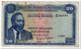 KENYA,20 SHILLINGS,1971,P.7b,VF,OXIDE MARKS - Kenia