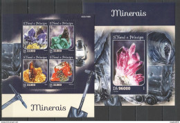 St1573 2016 S. Tome & Principe Geology Nature Minerals 1Kb+1Bl Mnh - Minerals