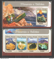 St1437 2016 S. Tome & Principe Geology Crystals Minerals & Volcanoes 1Kb+1Bl Mnh - Minerals