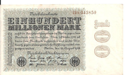 ALLEMAGNE 100 MO MARK 1923 XF+ P 107 - 100 Mio. Mark