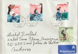 2023. Denmark: Cycling Everywhere! Letter Denmark To Andorra (Principat) With Illustrated Arrival Postmark At The Back - Storia Postale