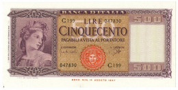 500 LIRE ITALIA ORNATA DI SPIGHE MEDUSA 23/03/1961 QFDS - Altri & Non Classificati