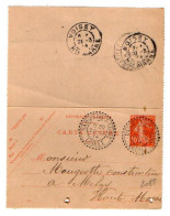 TB 4437 - 1914 - Entier Postal - Carte Lettre - M. DAVID à DAMMARIE SUR LOING ( Cachet Perlé ) Pour MOUGEOTTE à  MELAY - Cartoline-lettere