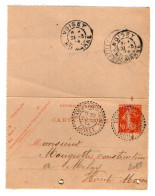 TB 4437 - 1914 - Entier Postal - Carte Lettre - M. DAVID à DAMMARIE SUR LOING ( Cachet Perlé ) Pour MOUGEOTTE à  MELAY - Kartenbriefe