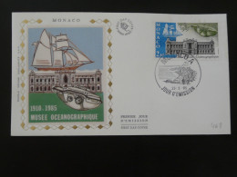 FDC Sous-marin Submarine Bateau Boat Musée Océanographique Monaco 1985 - Sous-marins