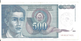 BOSNIE-HERZEGOVINE 500 DINARA ND1992 VF P 1 - Bosnië En Herzegovina