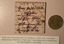 Bayern Seltener MINIATUR BRIEF AUGSBURG 1849 (miniature Cover Briefli Mini Lettre Vorphilatelie - Lettres & Documents