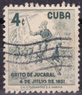 Cuba YT 457 Mi 537 Année 1957 (Used °) Animaux - Chevaux - Arme - Usados