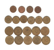 166/ Allemagne (R.F.A.) : Lot De 20 Monnaies : 1, 5 Et 10 Pfennig (tous De 1950) - Other & Unclassified