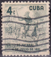 Cuba YT 457 Mi 537 Année 1957 (Used °) Animaux - Chevaux - Arme - Oblitérés