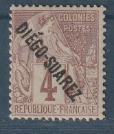 DIEGO SUAREZ - N°15 * (1892) 4c Lilas-brun Sur Gris - Unused Stamps