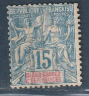 DIEGO SUAREZ - N°30 * (1892) 15c Bleu - Ungebraucht