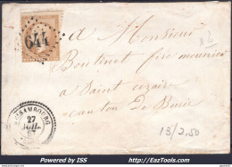 FRANCE N°21 SUR LETTRE GC 644 BRISAMBOURG CHARENTE INF + CAD DU 27/07/1867 - 1862 Napoléon III