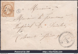 FRANCE N°21 SUR LETTRE GC 1001 CHÉRAC CHARENTE INF + CAD DU 07/03/1867 - 1862 Napoleone III