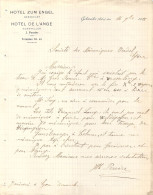 Lettre En-tête Hôtel De L'Ange Zum Engel J.Pouder Propriétaire En 1911 à Guebwiller Gebweiler Haut Rhin - Petits Métiers