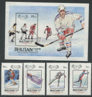 Bhutan:Unused Block And Stamps Serie Sarajevo Olympic Games 1984, Ice Hockey, Skiing, Skating, Bobi, MNH - Inverno1984: Sarajevo