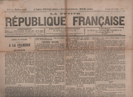 PETITE REPUBLIQUE FRANCAISE 25 7 1881 - GUINGAMP - ENSEIGNEMENT OBLIGATOIRE - BUDGET - ELECTIONS - TUNISIE - RIBEAUVILLE - 1850 - 1899