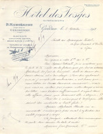 Lettre En-tête Hôtel Des Vosges à Gérardmer P.Montémont Propriétaire En 1912 - Petits Métiers